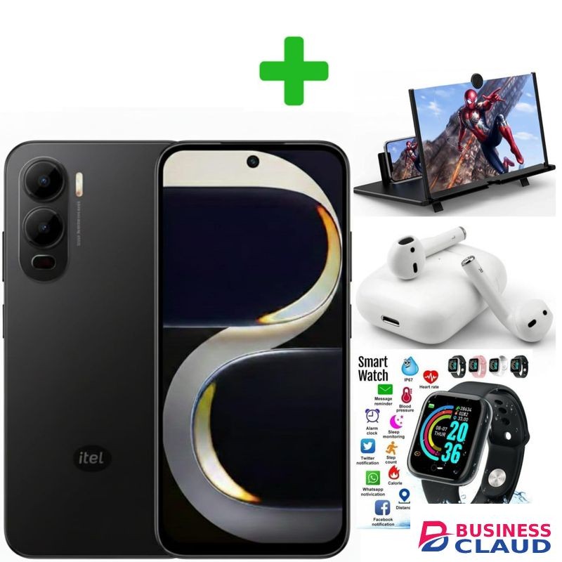 Itel City 200, 6.75", 6GB RAM + 128GB, 5200mAh (Dual Sim)+(12 MONTHS WARRANTY)+Screen magnifier+Earpods+Smart watch.......