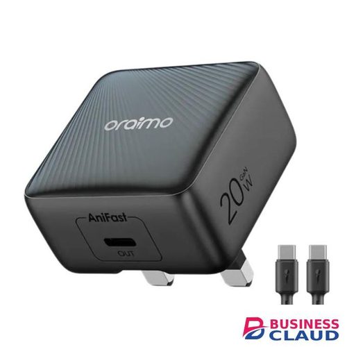 Oraimo PowerCube 20 Chic 20W GaN Wall Charger Kit with Type-C to Type-C Cable, AniFast™ Fast Charging, Safety Protection