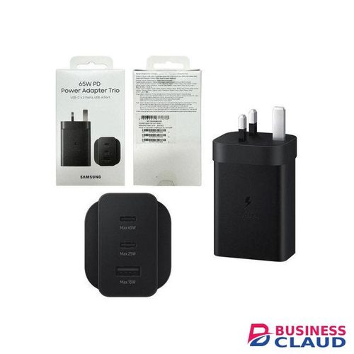 Samsung Galaxy S26 Plus 65W PD Super fast Power Adapter trio with 2xUSB-C and 1xUSB-A Ports – Black