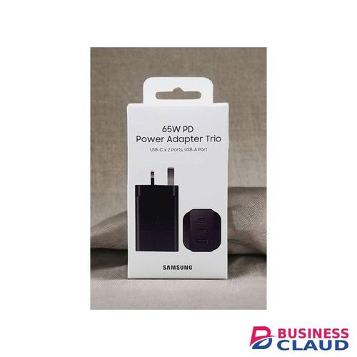 Samsung Galaxy 26 Plus 65W PD Super fast Power Adapter trio with 2xUSB-C and 1xUSB-A Ports – Black