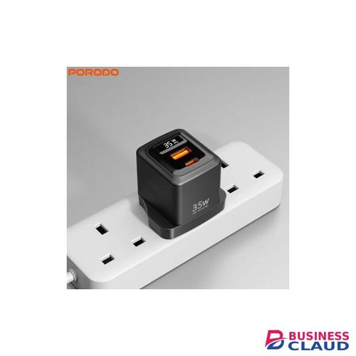 Porodo GaN 35W Dual Port Wall Charger with Power Display (PDFWCH082BK)