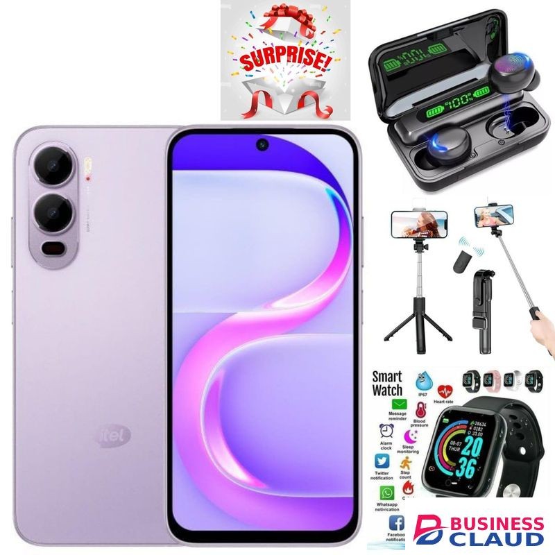 Itel City 200, 6.75", 6GB RAM + 128GB, 5200mAh (Dual Sim)+(12 MNTH WARRANTY)+Cover+Earpods+Smart watch