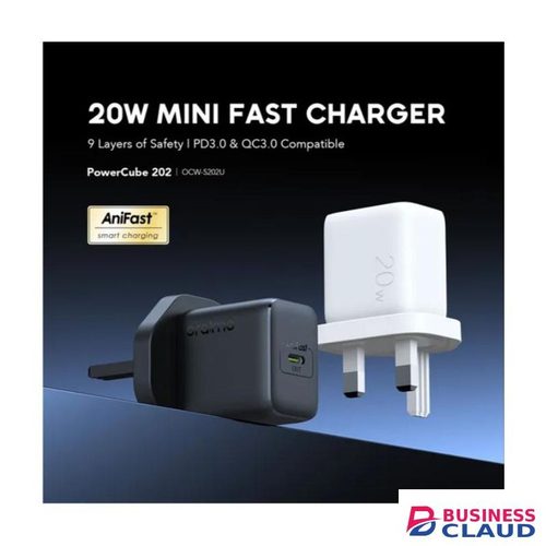Oraimo PowerCube 202 UK Type 20W Compatible Charger Kit, 9 Layer Safety Protection & PD3.0 and QC 3.0 Compatible