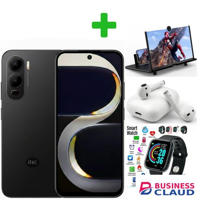 Itel City 200, 6.75", 6GB RAM + 128GB, 5200mAh (Dual Sim)+(12 MNTH WARRANTY)+Earpods+Screen magnifier+Smart watch