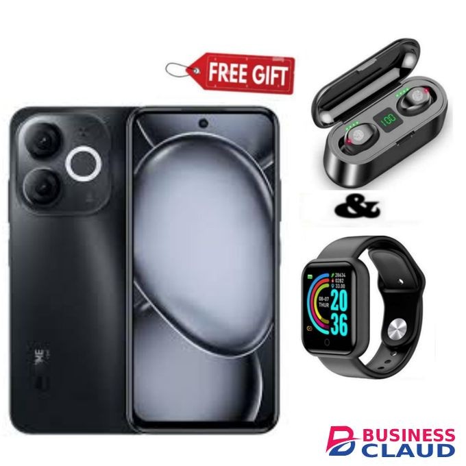 Itel A80, 6.7", 4GB RAM + 128GB, 5000mAh, Black, F9 Earbuds+Smart Watchj