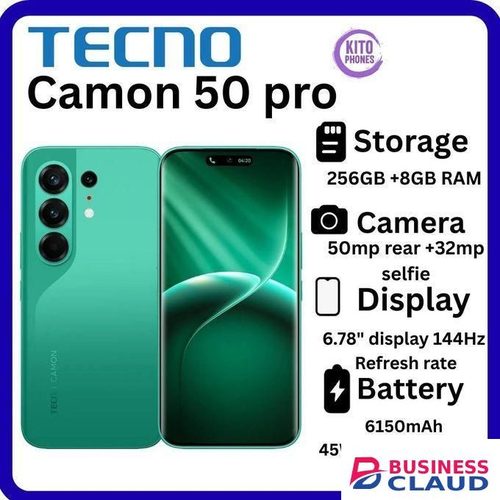 Tecno CAMON 50 PRO 256GB ROM +16GB(8+8GB )RAM, 6.78" AMOLED CURVED SCREEN 6150mAh BATTERY 50MP MAIN CAMERA 32MP SELFIE ANDROID 16 SMARTPHONE
