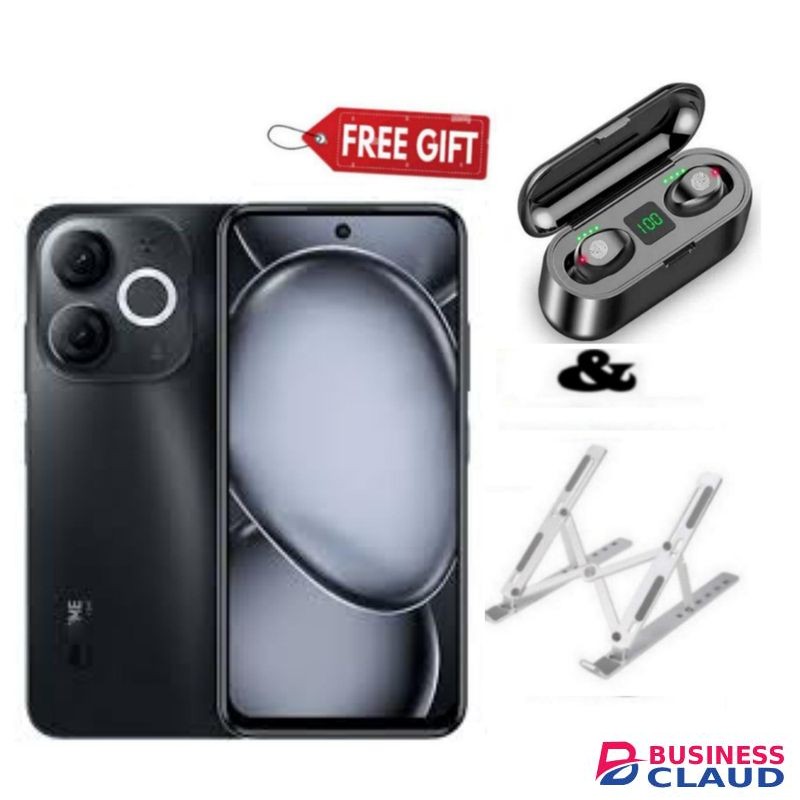 Itel A80, 6.7", 4GB RAM + 128GB, 5000mAh, Black, F9 Earbuds+Laptop Stand