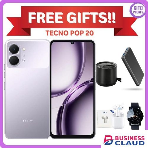 Tecno Pop 20, 6.75-Inch Display, 5000mAh Battery, Up to 4GB RAM + 64GB Storage, 13MP Camera+Minispeaker+Power bank+Pods+Watch