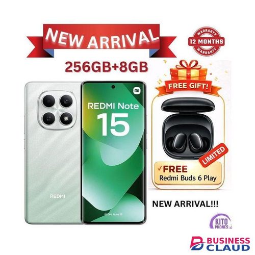 XIAOMI Note 15 256GB ROM +8 GB RAM 6.77" 120Hz AMOLED Curved Display 108 MP Rear Camera 20MP Selfie 6000mAh Battery + FREE GIFTS(BUDS 6 PLAY)