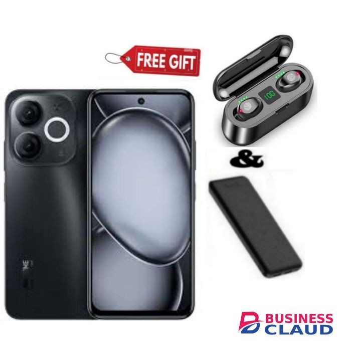 Itel A80, 6.7", 4GB RAM + 128GB, 5000mAh, Black. F9 Earbuds+Power Bank