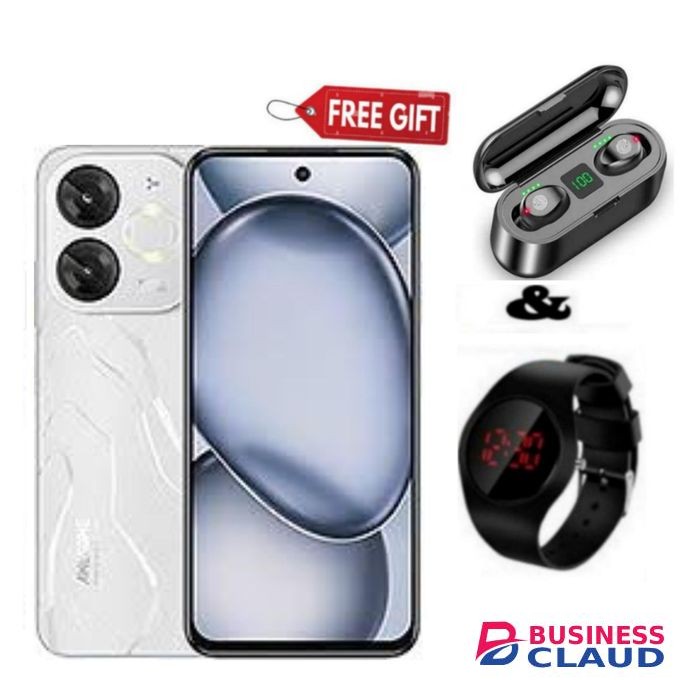 Itel A80, 6.7", 4GB RAM + 128GB, 5000mAh White , Red Watch+ F9 Earbuds