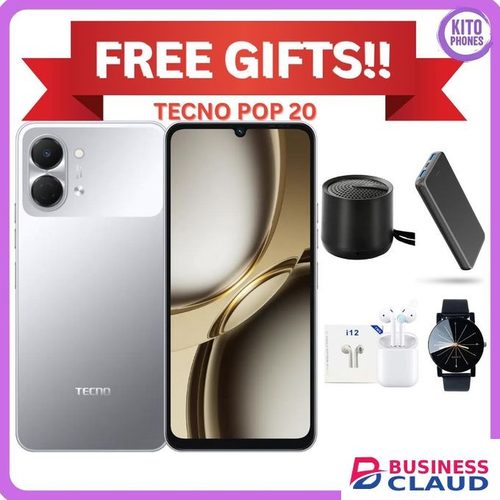 Tecno POP 20 64GB ROM +4GB RAM 6.75 inch FHD 5000mAh Battery 13MP Main Camera Dual SIM 4G 15W ANDROID 15 + FREE GIFTS(SPEAKER,POWERBANK,EARPODS+ WATCH)