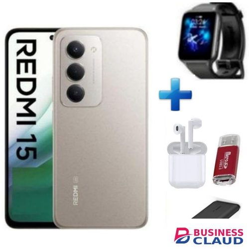 XIAOMI REDMI 15 4G, 6.9 Inches Display, 128GB ROM + 6GB RAM, Dual SIM, 7000mAh Battery (24 Months Warranty) Power bank Pod Card Reader Watch