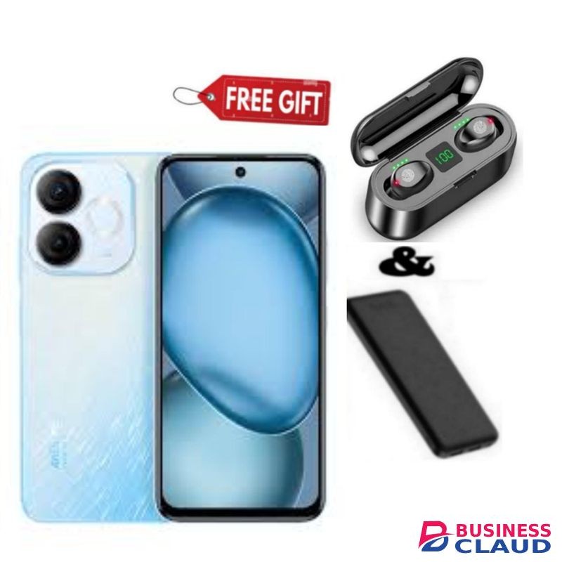 Itel A80, 6.7", 4GB RAM + 128GB, 5000mAh Blue Power Bank+ F9 Earbuds