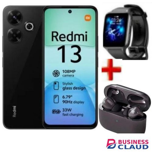 XIAOMI REDMI 13 6.79 INCH 8GB RAM + 256 GB ROM BATTERY 5030 MAH DUAL+EARPODS+WATCH- BLACK