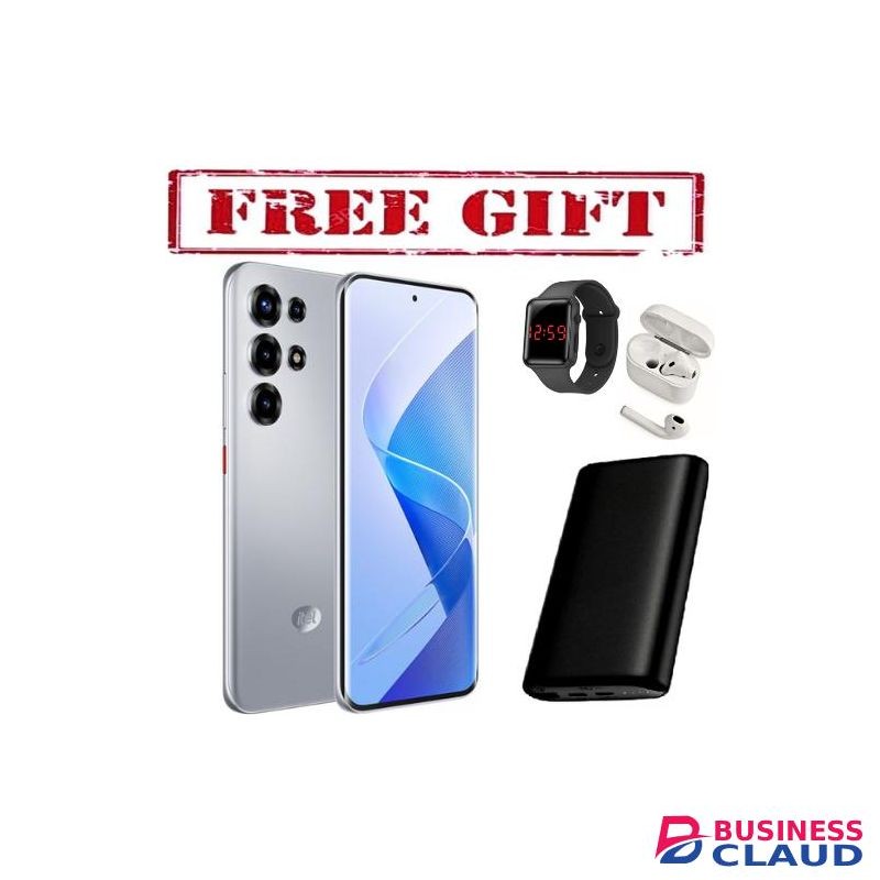 Itel s26 ULTRA 128 GB Storage+UpTo 16GB RAM 600MAH BATTERY,CURVED SCREEN CORNING GORILLA GLASS. SILVER COMES WITH FREE GIFTS POWERBANK +AIRPODS + LED WATCH FOR YOU