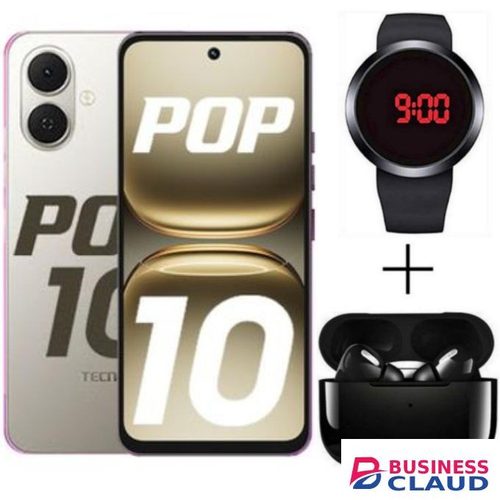 Tecno POP 10, 3GB RAM + 64GB ROM, 6.67", 5000 MAh, 13MP - Grey + FREE GIFTS