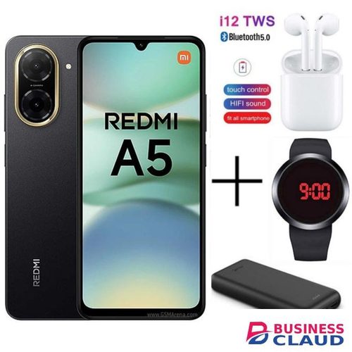 XIAOMI Redmi A5 RAM, 4GB RAM + 64GB ROM, 5200 MAh, Dual Sim - Black + Free Gifts