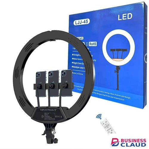 18-Inch LJJ-45 LED Ring Light with Adjustable Tripod Stand, Remote Control, and Phone Mount for TikTok Creators