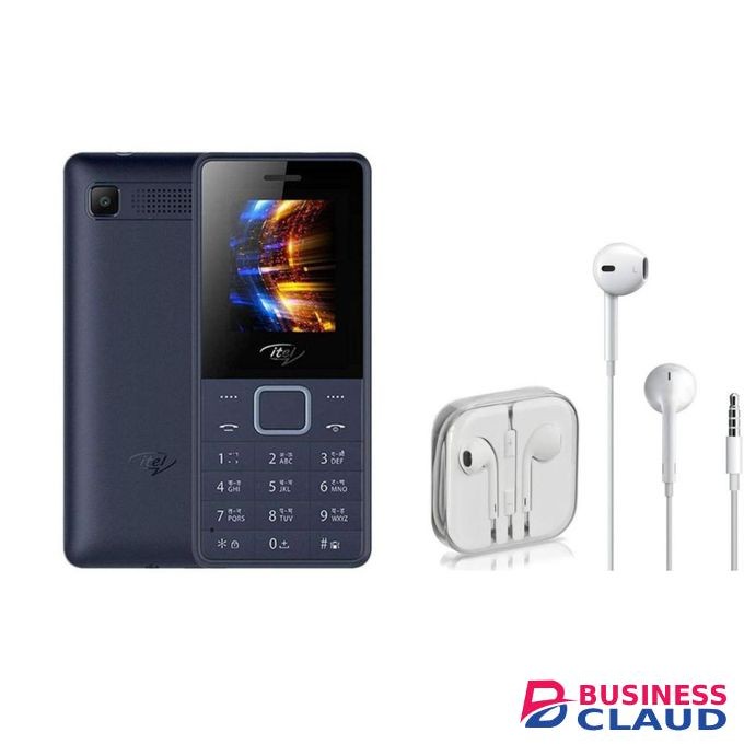 Itel 2160, 1.8", 32MB + 32MB (Dual SIM),1000mAh - Blue Earphones