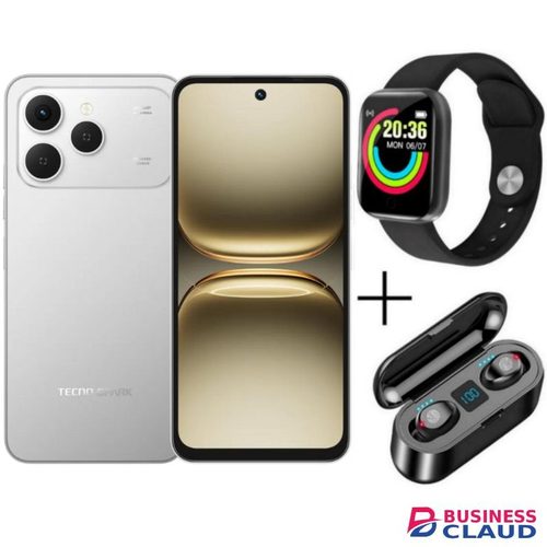Tecno Spark 40, 6.67'', 4GB UP to 8GB RAM + 128GB ROM, 50MP, 5200 mAh - Grey + Free Gifts
