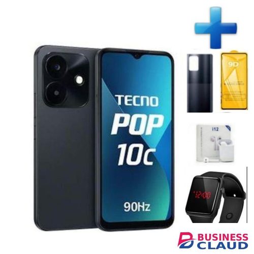 Tecno Pop 10c - 6.67'' UPTO// 4GB RAM + 64gb ROM - Android 15 Smart - 13MP Rear/8MP Front - 5000mAh W,pod, speaker W,pod