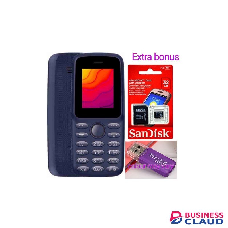 Itel 2163, 1.8" Display, Bright Torch,Wireless FM,Dual SIM-Blue+Free 32GB Memory Card And Memory Card Reader