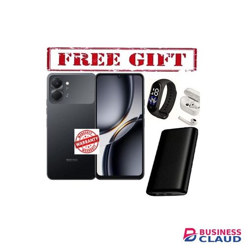 Tecno Pop 20,6.75-inch display, upto 8GB RAM+64GB storage,5000mAh Battery-1 YEAR WARRANTY silver COMES WITH FREE STRAP WATCH, POWERBANK AND AIRPODS FOR YOU black