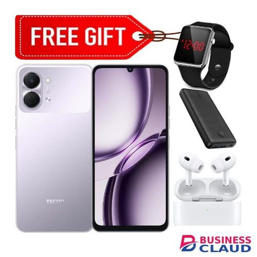 Tecno Pop 20,6.75 inch display, Up to 8GB RAM + 64GB storage, 5000mAh Battery (1 YEAR WARRANTY) + Earpods + Power bank & Led Watch