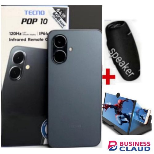 Tecno POP 10 Display: 6.67 Inches Upto 6GB Extended RAM + 64GB Storage, Battery: 5000 MAh+ SPEAKER+MAGNIFIER