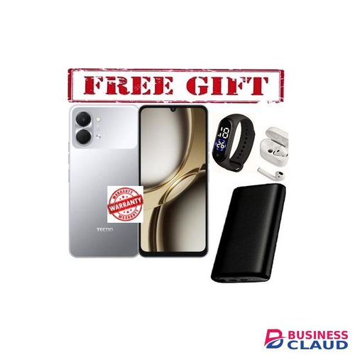 Tecno Pop 20,6.75-inch display, upto 8GB RAM+128GB storage,5000mAh Battery-1 YEAR WARRANTY COMES WITH FREE STRAP WATCH, POWERBANK AND AIRPODS FOR YOU gray