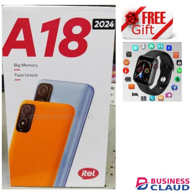 Itel A18 2024 (32GB+2GB) DISPLAY 5.0 INCHES 2400 BATTERY +SMARTWATCH