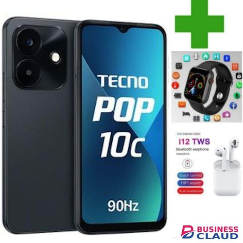 Tecno Pop 10c - 6.67'' - 64GB ROM -2+2 UPTO 4GB RAM - Android 15 Smart - 13MP Rear/8MP Front - 5000mAh I12