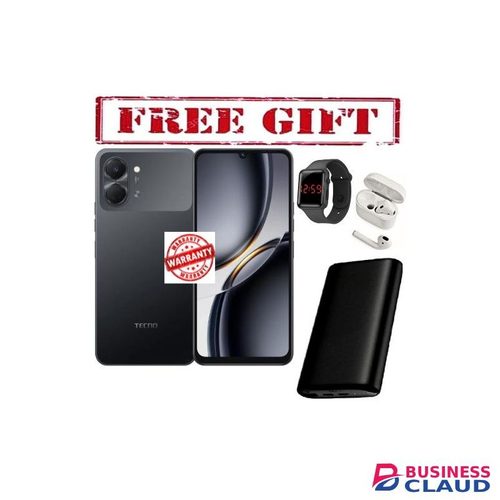 Tecno Pop 20,6.75-inch display, upto 8GB RAM+128GB storage,5000mAh Battery-1 YEAR WARRANTY COMES WITH FREE LED WATCH, POWERBANK AND AIRPODS FOR YOU black