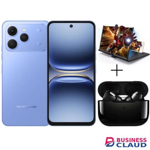 Tecno Spark 40, 6.67'', 4GB UP to 8GB RAM + 128GB ROM, 50MP, 5200 mAh - Blue + Free Gifts