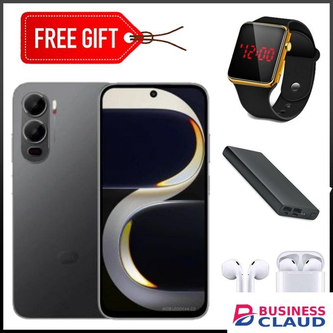 Itel City 200, 6.75"8GB RAM + 256GB, 5200mAh (Dual Sim)- Black FREE LED WATCH , POWERBANK AND AIRPODS