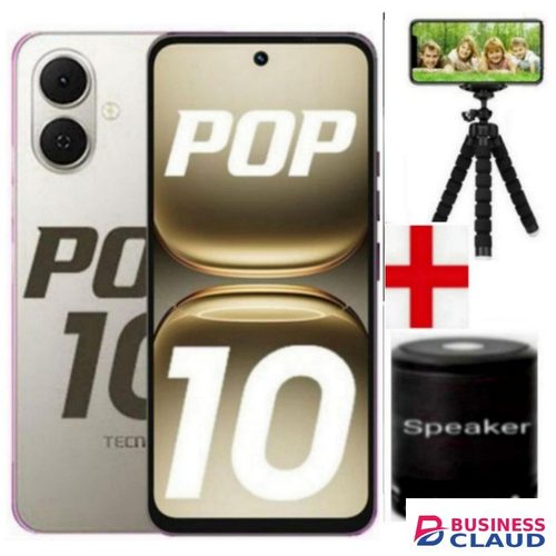 Tecno POP 10 Display: 6.67'' Up to 6GB RAM +64GB Storage, Battery-5000 mAh+ TRIPOD STAND+SPEAKER Titanium