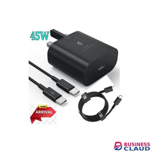 Samsung 45 Watts Super Fast Type C To C Charger For Galaxy, A05s, A15, A14,A35, A55, A34, A54, A06, A16, A26,A36, A56, S20,S20 Plus,S20 Ultra,S21,S21 Plus,S21 Ultra, S22, S22Plus, S22 Ultra, S23,S23 Plus, S23 Ultra, S24, S24 Plus, S24 Ultra, Note 10 Plus