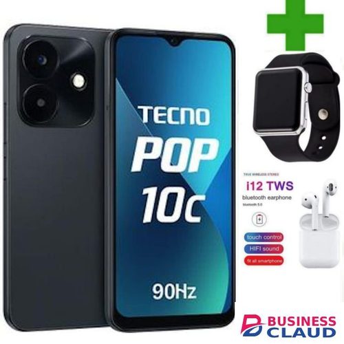 Tecno Pop 10c - 6.67'' - 64GB ROM -2+2 UPTO 4GB RAM - Android 15 Smart - 13MP Rear/8MP Front - 5000mAh LED
