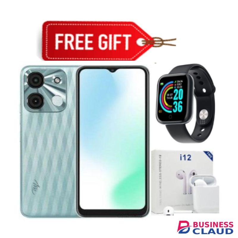 Itel A60s, 6.6", 128GB + 4GB RAM, Dual SIM, 5000mAh, 4G -Glacier Green +Freebies