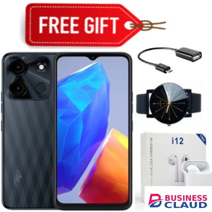 Itel A60s, 6.6", 128GB + 4GB RAM, Dual SIM, 5000mAh, 4G - Black+Free Gifts