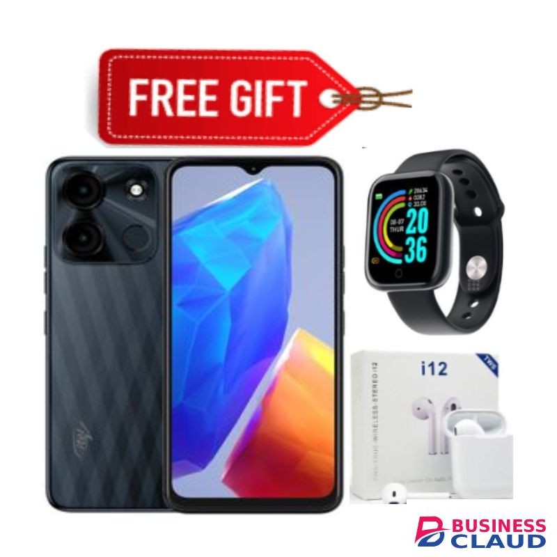 Itel A60s, 6.6", 128GB + 4GB RAM, Dual SIM, 5000mAh, 4G - Black+Freebies