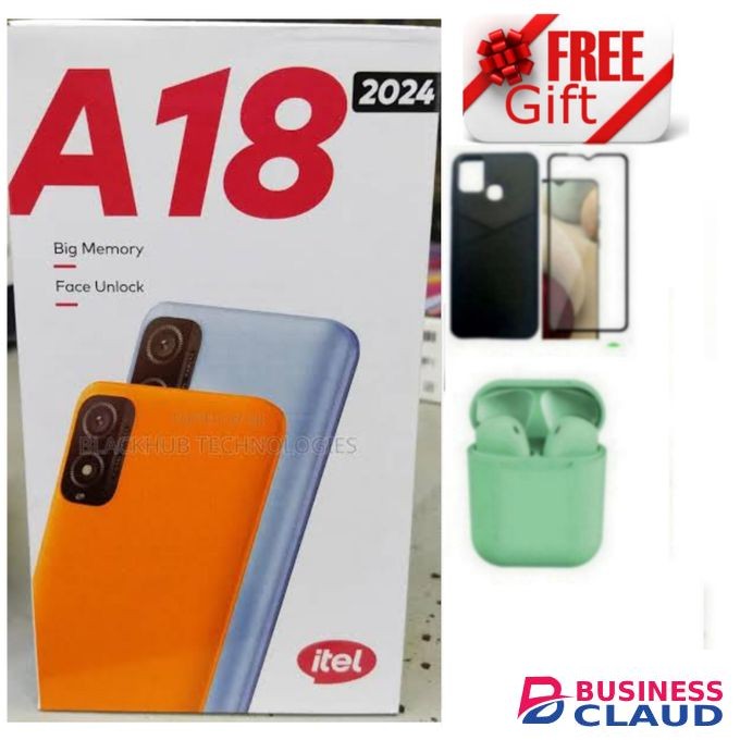 Itel A18 2024 (32GB+2GB) DISPLAY 5.0 INCHES 2400 BATTERY + COVER I12