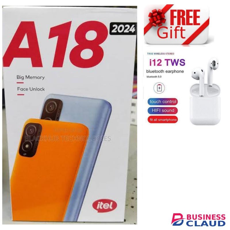 Itel A18 2024 (32GB+2GB) DISPLAY 5.0 INCHES 2400 BATTERY +I12