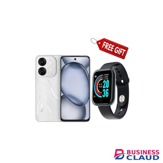 Itel A80 6.7" 4GB RAM+128GB Storage, Android 14, 5OMP Camera,5000 mAh battery, - White+Smartwatch