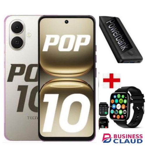 Tecno POP 10 Display: 6.67'' Up To 6GB RAM + 64GB Storage, Battery- 5000 MAh+ POWER BANK+SMARTWATCH