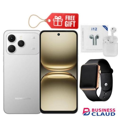 Tecno Spark 40, 6.67'' HD+, UP To 8GB RAM + 128GB ROM (Dual Sim) 50MP, 5200 MAh - Grey + FREE PODS & LEDWATCH