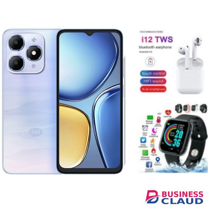 Itel A90, 6.6", 4GB RAM + 128GB (Dual SIM), 5000mAh, Black I12 SMART WATCH