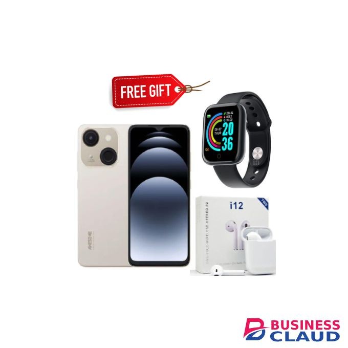 Itel A06 6.6" HD+, 32GB ROM + Up To 4GB RAM, 4000mAh Champagne Gold+Smartwatch+Pods