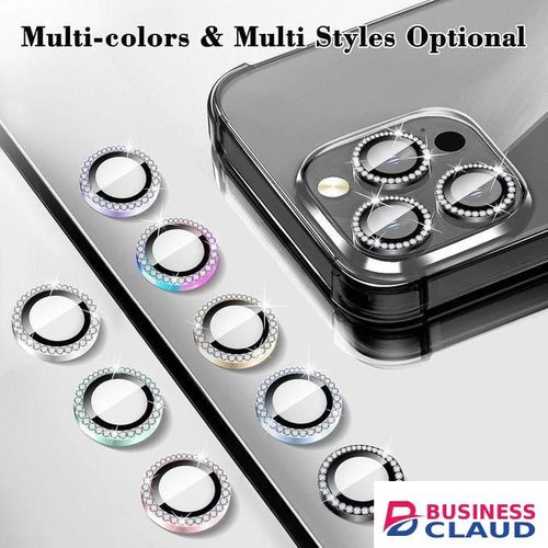 Screen Guard Diamond Camera Lens Protector for iPhone 16 Pro, 9H Glitter Tempered Glass Camera Lens Cover, Metal Rings Film Stickers